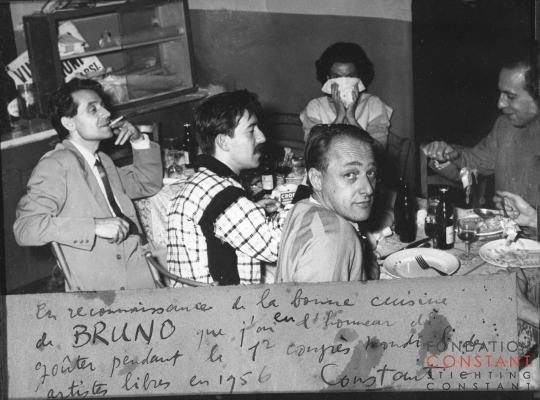 Ettore Sottsas, Gil Wolman, Elena Verona, Asger Jorn and Constant Nieuwenhuys, Alba 1956