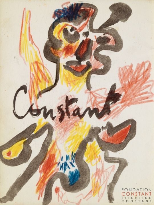 Constant Nieuwenhuys-ZT/Figuur in kleur, ca 1950 