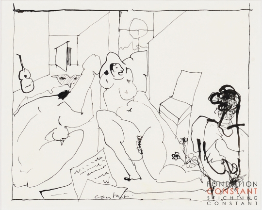 Constant Nieuwenhuys-4 dessins préparatoires pour Casanova-1, 1975