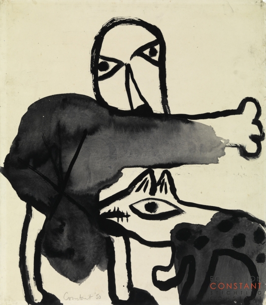 Constant Nieuwenhuys-Man en hond, 1950