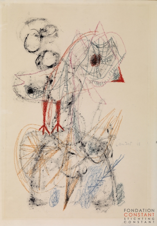 Constant Nieuwenhuys-ZT/Vogel met wielen, 1948