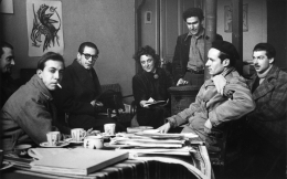 acques Doucet, Constant Nieuwenhuys, Christian Dotremont, Denise Atlan, Jean-Michel Atlan, Corneille and Karel Appel in studio of Jean Michel Atlan in Paris, 1949