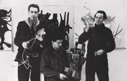 Constant, Appel en Corneille at their exhibition at gallery Santee Landweer, 1948