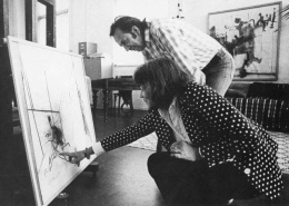Constant and Fanny Kelk at Constant's studio Wittenburg, 1974-photo Victor Nieuwenhuys