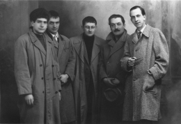 Walter Olmo, Piero Simondo, Guy Debord, Pinot Gallizio and Constant Nieuwenhuys in Alba, 1956