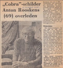 ,,Cobra''-schilder Anton Rooskens (69) Overleden 