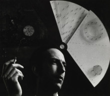 Constant Nieuwenhuys-Constant in front of Ambiance de départ, circa 1959