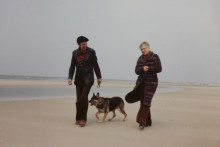 Constant, Fanny and Constant's dog, Herta, at the beach, circa 1976. 