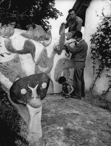 Jørgen Nash, Constant and Victor Nieuwenhuys in Tibirkelunde, Danmark, 1949