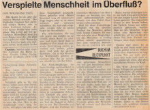 Verspielte Menschheit im Überfluß?
