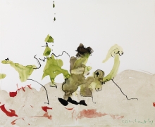 Constant Nieuwenhuys-Zonder titel/Groene figuren in landschap, 1971