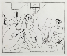 Constant Nieuwenhuys-4 dessins préparatoires pour Casanova-2, 1975