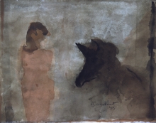 Constant Nieuwenhuys-ZT/Vrouw met paard, 1983