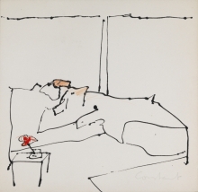 Constant Nieuwenhuys-ZT/Vrouw in bed, ca 1990
