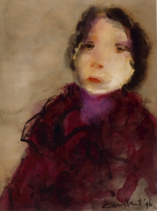 Constant Nieuwenhuys-Vrouw met paarse sjaal, 1996