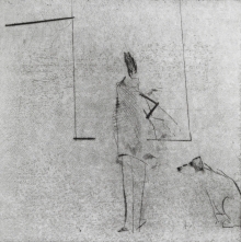 Constant Nieuwenhuys-Schilder met hond, 1985
