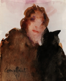 Constant Nieuwenhuys-Vrouw met poes, 1998