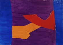 Constant Nieuwenhuys-Collage (in blauw, paars, oranje en geel), 1953