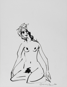 Constant Nieuwenhuys-ZT/Naakte vrouw in seiza houding, ca 1990