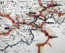 Constant Nieuwenhuys-New Babylon op historische kaart van MIddlesex, 1967
